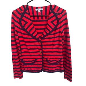 Cabi Jacket Womens Extra Small XS Red Blue Nautical Striped Button Front